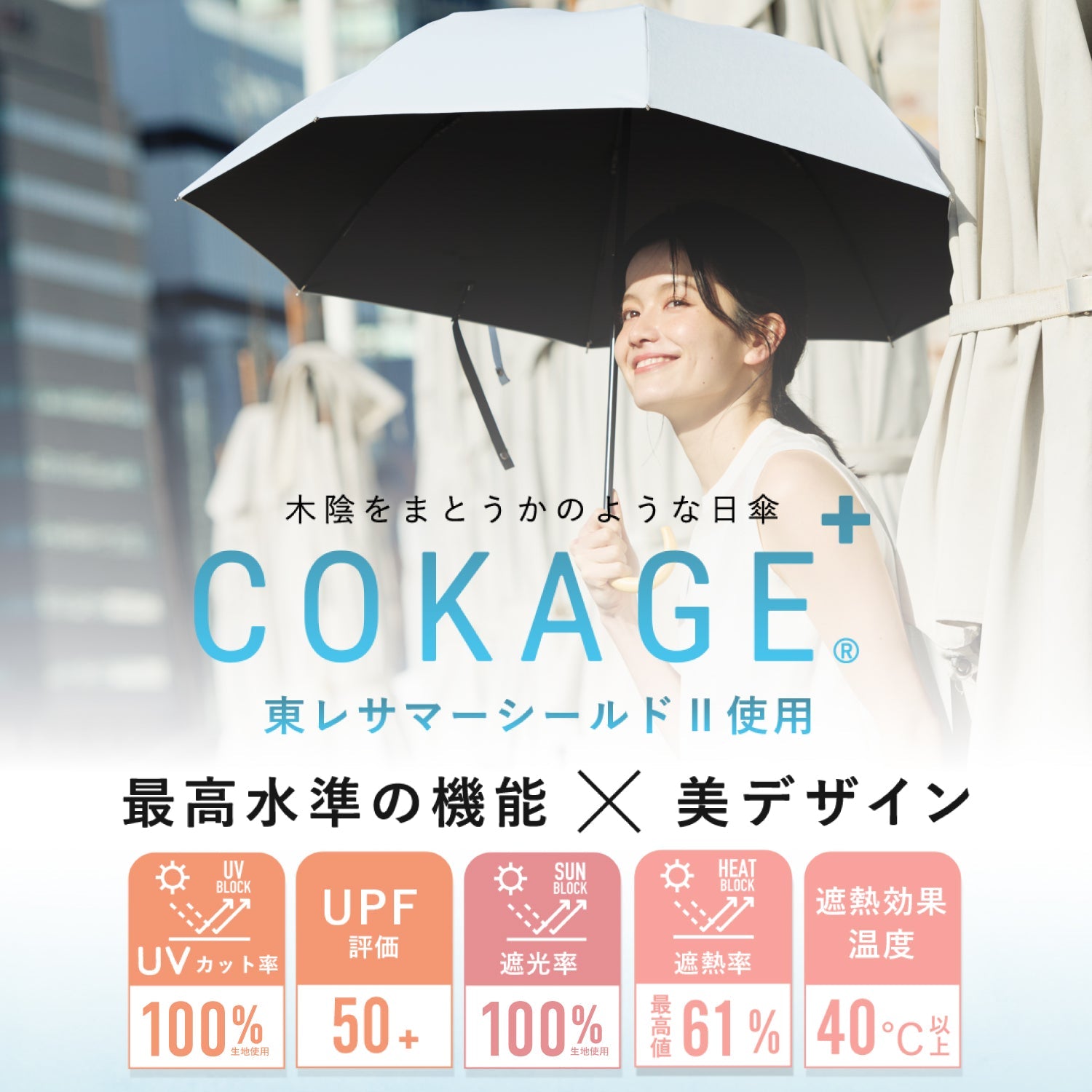 【2段2WAY 折りたたみ傘】COKAGE+ 木手元 55cm Waterfront Official Shop