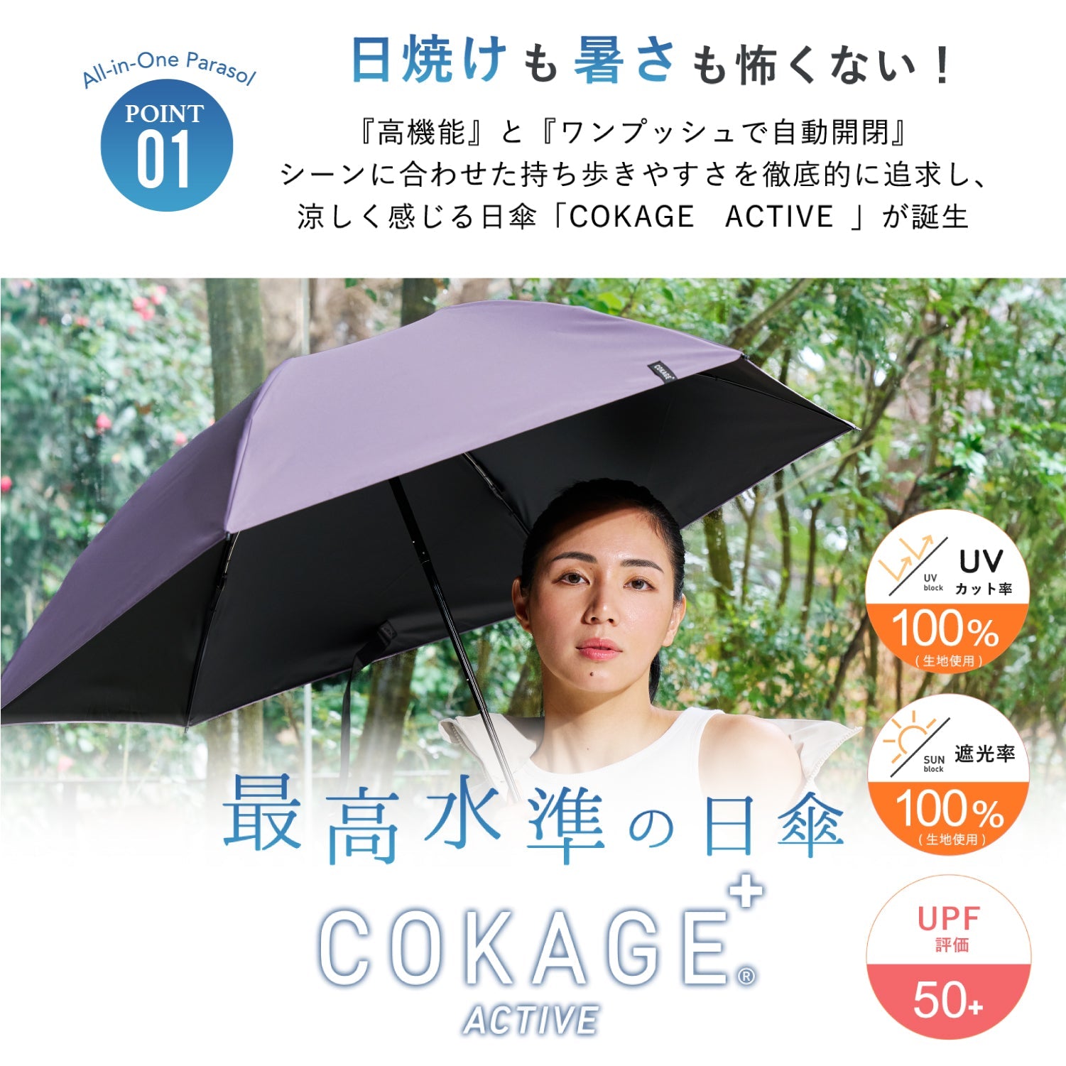 【耐風 折りたたみ傘】COKAGE+ ACTIVE 耐風 55cm　 Waterfront Official Shop