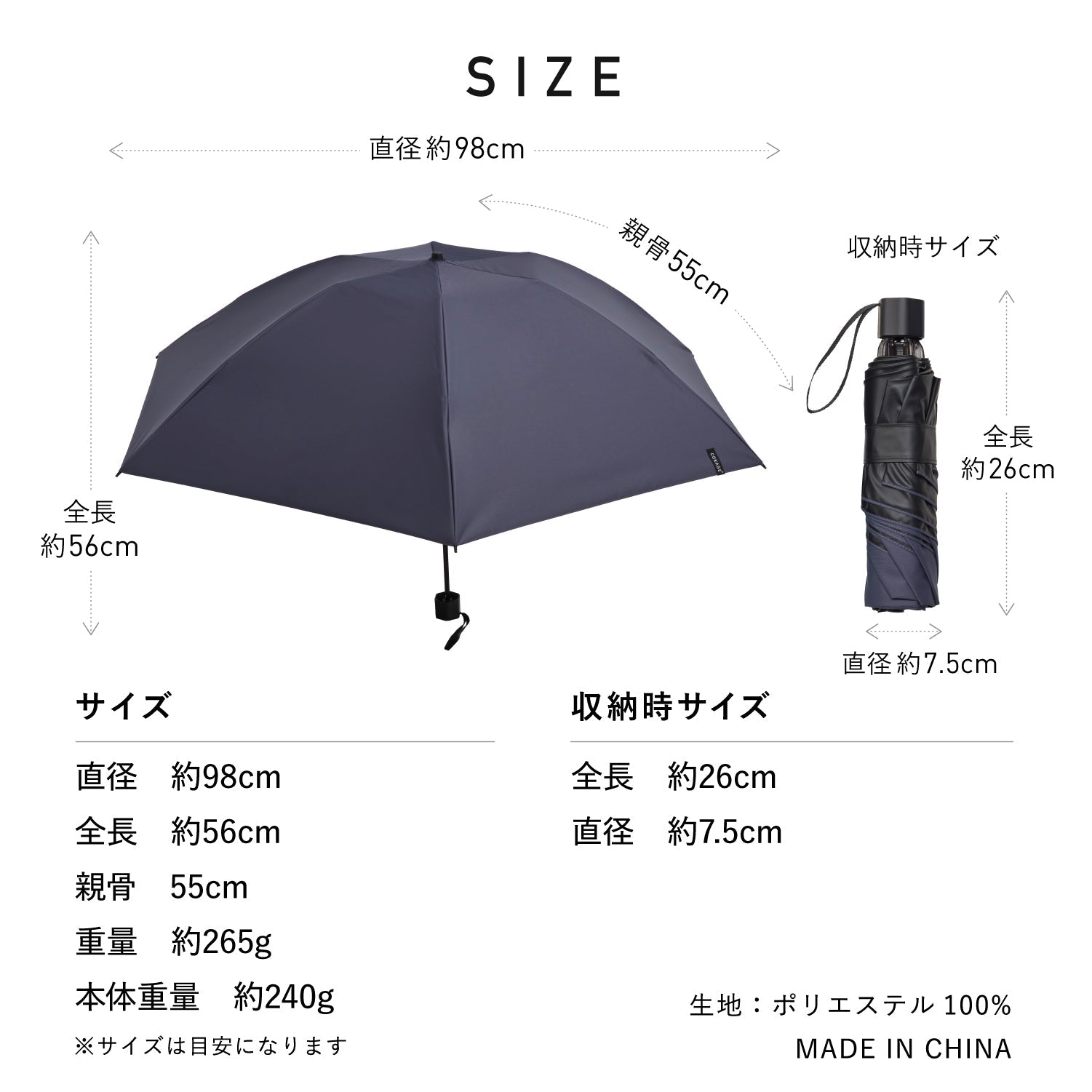 【耐風 折りたたみ傘】COKAGE+ ACTIVE 耐風 55cm　 Waterfront Official Shop