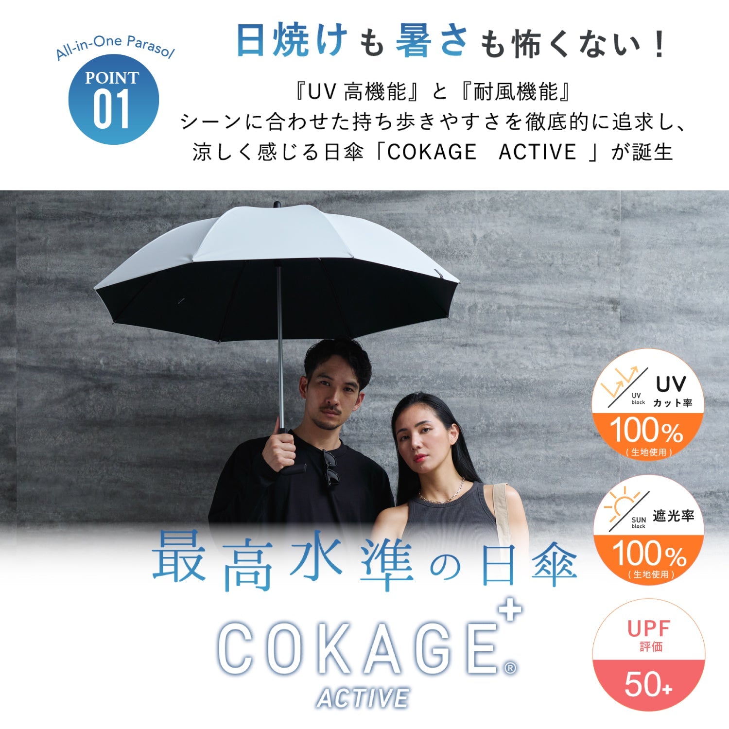 【長傘】COKAGE+ 耐風 60cm　 Waterfront Official Shop